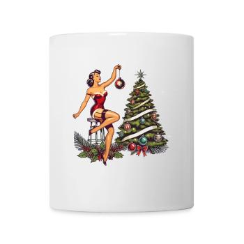 Weihnachtliches Pin-Up Retro Vintage Stil - Tasse - Weiß - Vorne