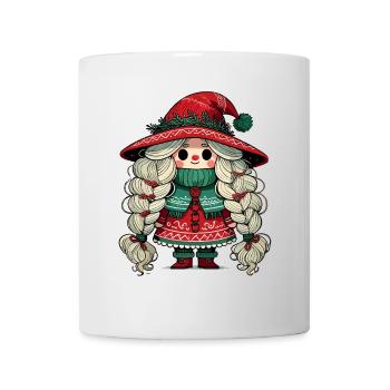 Festliches Wichtel Mädchen Im Skandinavischen - Tasse - Weiß - Vorne