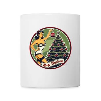 Motif pin-up de Noël rétro vintage - Mug blanc - blanc - Devant