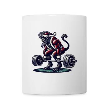 Weihnachtlicher Krampus Bodybuilder Muskeltraining - Tasse - Weiß - Vorne