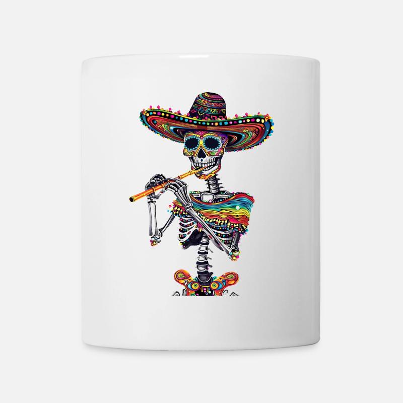 Flûte Squelette Mexicain - Mug blanc - blanc