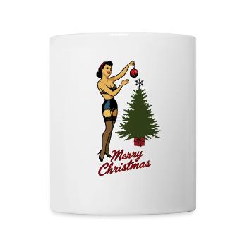 Weihnachtliches Pin-Up Retro Vintage Stil - Tasse - Weiß - Vorne