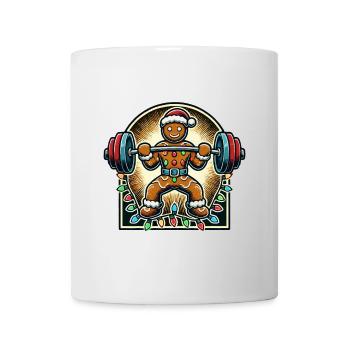 Weihnachtlicher Lebkuchenmann Bodybuilder Fitness - Tasse - Weiß - Vorne