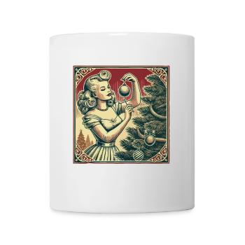 Retro Weihnachts Pin-Up Nostalgie - Tasse - Weiß - Vorne