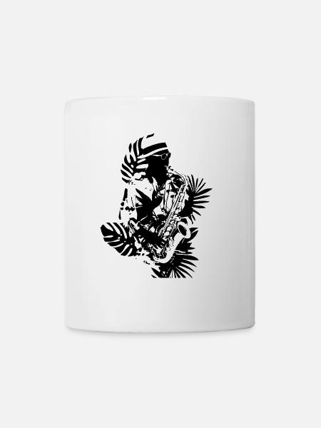 Saxophonist Cartoon Look - Tasse - Weiß