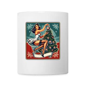 Retro Weihnachts Pin-Up Vintage Stil - Tasse - Weiß - Vorne