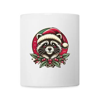 Weihnachtlicher Waschbär Mit Santa Hut - Tasse - Weiß - Vorne