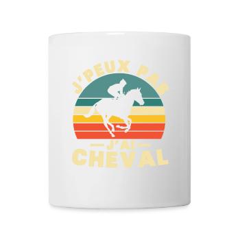Je peux pas j ai Cheval Humour cadeau - Mug blanc - blanc - Devant