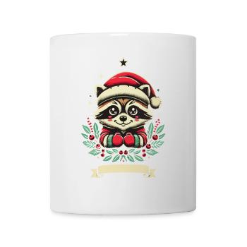 Fröhlicher Weihnachtswaschbär Mit Beeren - Tasse - Weiß - Vorne