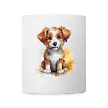 Chien chiot Illustration à l’aquarelle - Mug blanc - blanc - Devant