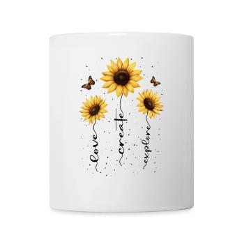 Fleurs d’été Fleur Inspiration Dicton de motivation - Mug blanc - blanc - Devant