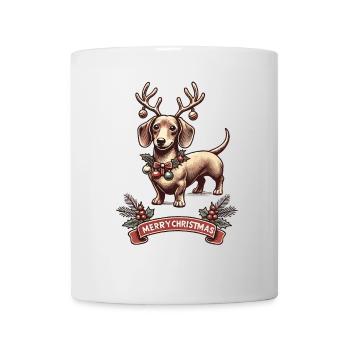 Joyeux Noël Teckel Motif Renne - Mug blanc - blanc - Devant