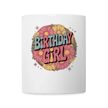 Fille d’anniversaire Floral Rétro Fun Célébration Design - Mug blanc - blanc - Devant