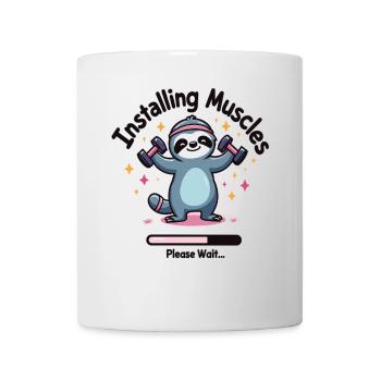 Installing Muscles Please Wait Faultier Fitness - Tasse - Weiß - Vorne