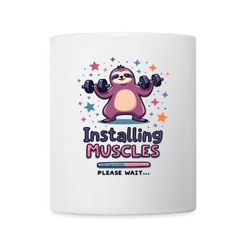 Installing Muscles Please Wait Faultier Fitness - Tasse - Weiß - Vorne