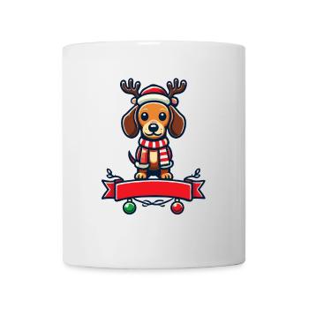 Chien de Noël mignon avec des bois de renne - Mug blanc - blanc - Devant