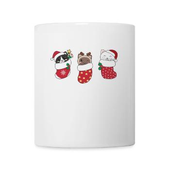 Chats mignons en chaussettes de Noël pour Noël - Mug blanc - blanc - Devant