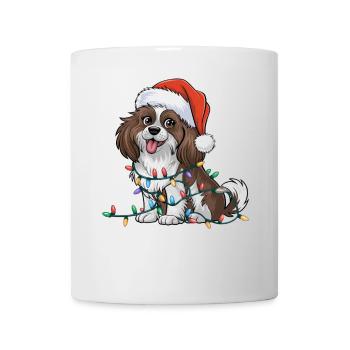Épagneul tibétain Noël lumières Noël chiens cadeaux - Mug blanc - blanc - Devant