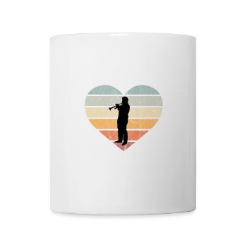 Trompeter Silhouette Retro Trompete Herz Design - Tasse - Weiß - Vorne