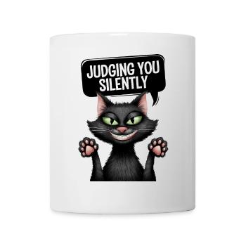 Beurteilen Sie still lustiges Katzendesign - Tasse - Weiß - Vorne