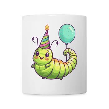 Wurm Geburtstag Comic Niedlich - Tasse - Weiß - Vorne