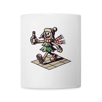 Promenade de la mascotte de Noël rétro - Mug blanc - blanc - Devant