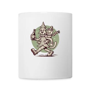 Arbre de Noël drôle avec chat style rétro - Mug blanc - blanc - Devant