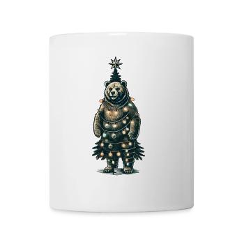 Ours de Noël décoré de lumières - Mug blanc - blanc - Devant