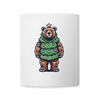 Ours de Noël avec arbre de lumière - Mug blanc - blanc - Devant