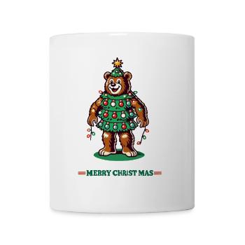 Ours blanc joyeux Noël avec des guirlandes lumineuses - Mug blanc - blanc - Devant