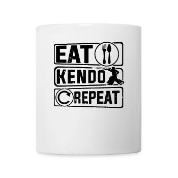 Eat Kendo Repeat - Japanese Kendo Wrestler - Mug - white - Front
