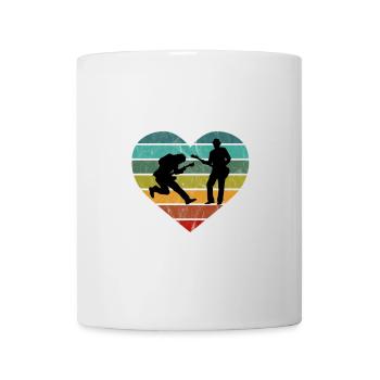 E-Gitarre Bass Herz Retro Silhouette - Tasse - Weiß - Vorne