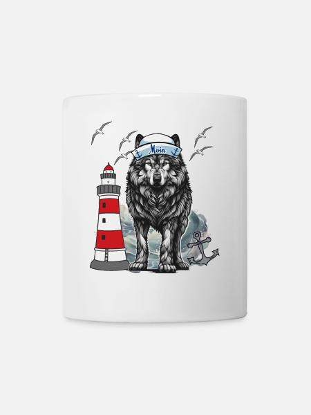 Seemann Husky Hund Hunde maritim Matrose Wolf - Tasse - Weiß