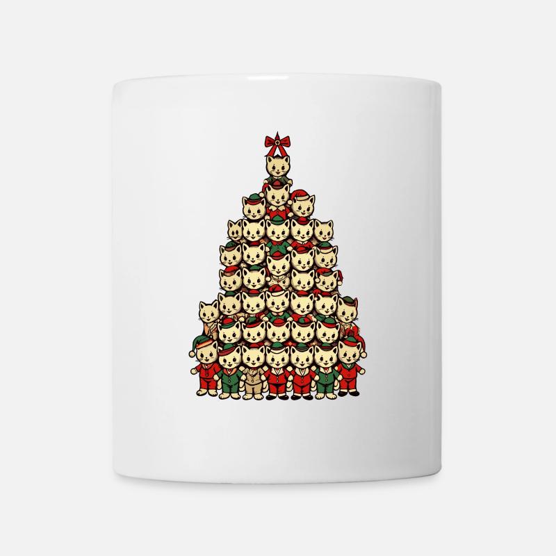 Weihnachtlicher Katzen Tannenbaum Freude - Tasse - Weiß