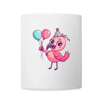 Flamingo Geburtstag Comic Niedlich - Tasse - Weiß - Vorne