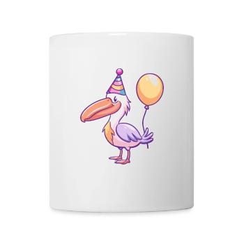 Pélican oiseau anniversaire bande dessinée mignon - Mug blanc - blanc - Devant