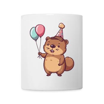 Biber Geburtstag Comic Niedlich - Tasse - Weiß - Vorne