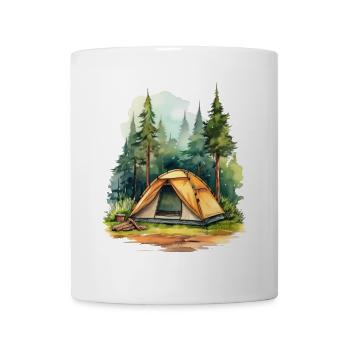Camping – Une tente dans la forêt - Mug blanc - blanc - Devant