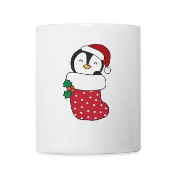 Pingouin mignon en chaussette de Noël pour Noël - Mug blanc - blanc - Devant