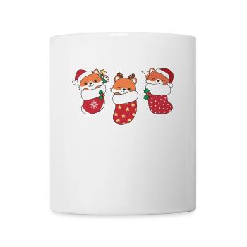 Renards mignons en chaussette de Noël pour Noël - Mug blanc - blanc - Devant
