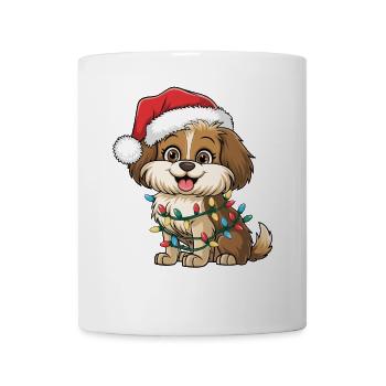 Santa Hat Christmas Dog Lights Xmas Dogs Gifts - Tasse - Weiß - Vorne