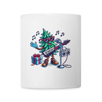 Weihnachten Retro Tannenbaum Musik - Tasse - Weiß - Vorne