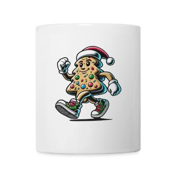 Cheerful gingerbread man with santa hat - Mug - white - Front