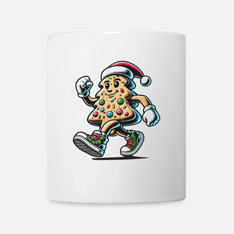 Fröhlicher Lebkuchenmann mit Weihnachtsmütze - Tasse - Weiß