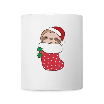 Mignons paresseux en chaussette de Noël pour Noël - Mug blanc - blanc - Devant