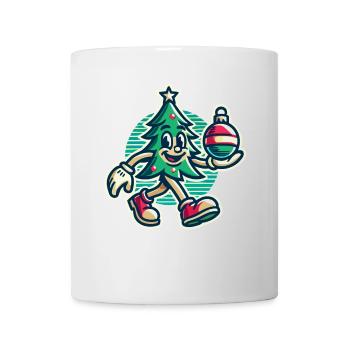 Arbre de Noël rétro drôle avec boule - Mug blanc - blanc - Devant