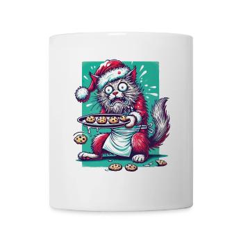 Katze Weihnachten Keks Chaos Spaß - Tasse - Weiß - Vorne