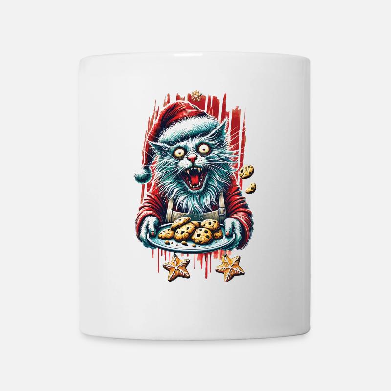 Verrückte Katze Weihnachten Plätzchen Chaos - Tasse - Weiß