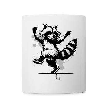 Tanzender Waschbär im Stencil-Stil - Tasse - Weiß - Vorne