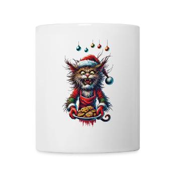 Weihnachten Katze Mit Plätzchen - Tasse - Weiß - Vorne